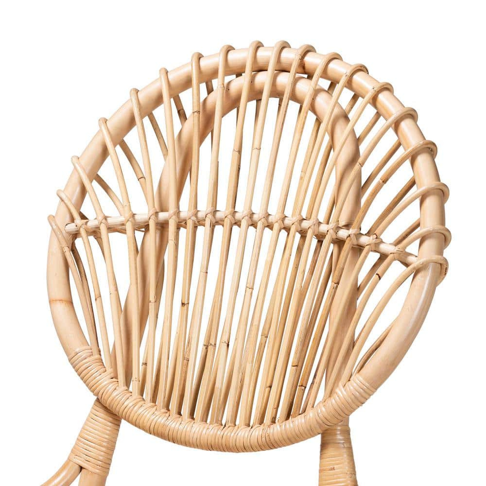 Iris Natural Brown Rattan and Cane Bohemian Side Chair