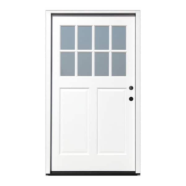 Pacific Entries Cottage 42 in. x 80 in. White Left Hand Inswing Clear 8-Lite 2-Panel Painted Wood Prehung Entry Door