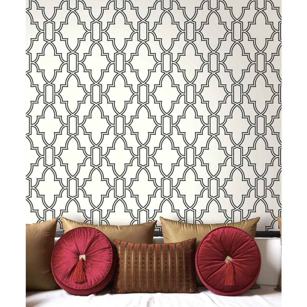 Black and White Vinyl Geometric Peel and Stick Wallpaper
