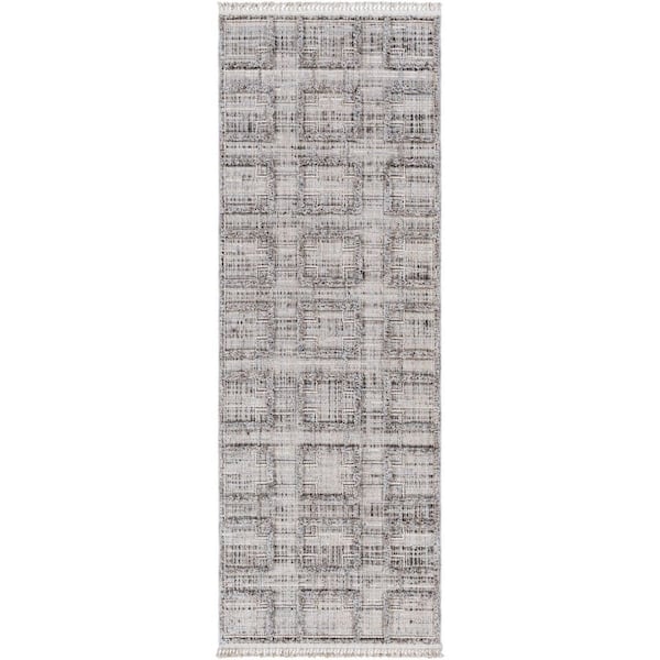 Zaragoza Charcoal Modern Geometric 2 ft. x 7 ft. Area Rug