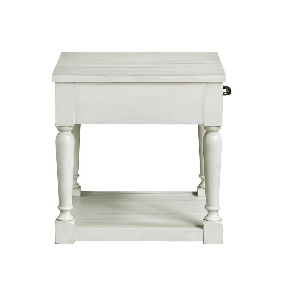 Hemingway Alabaster White Wood End Table with Storage
