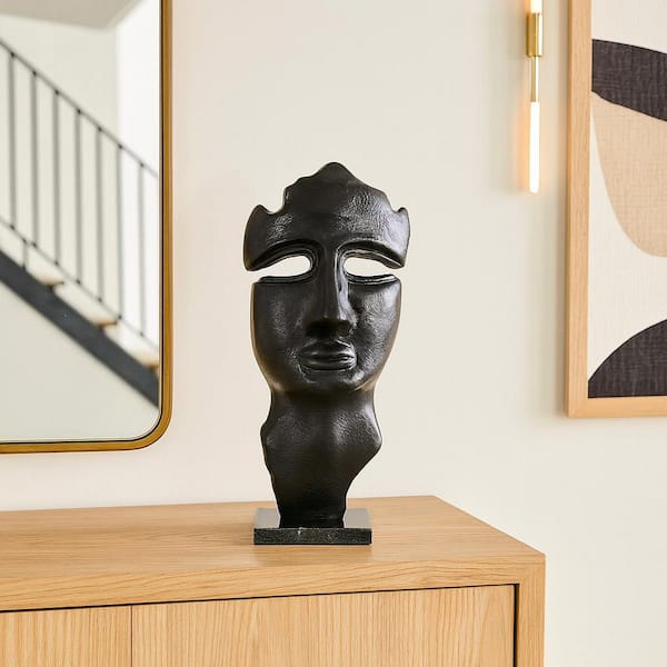 castellousa Black 12 in. x 7 in. Aluminum Metal Face Sculpture