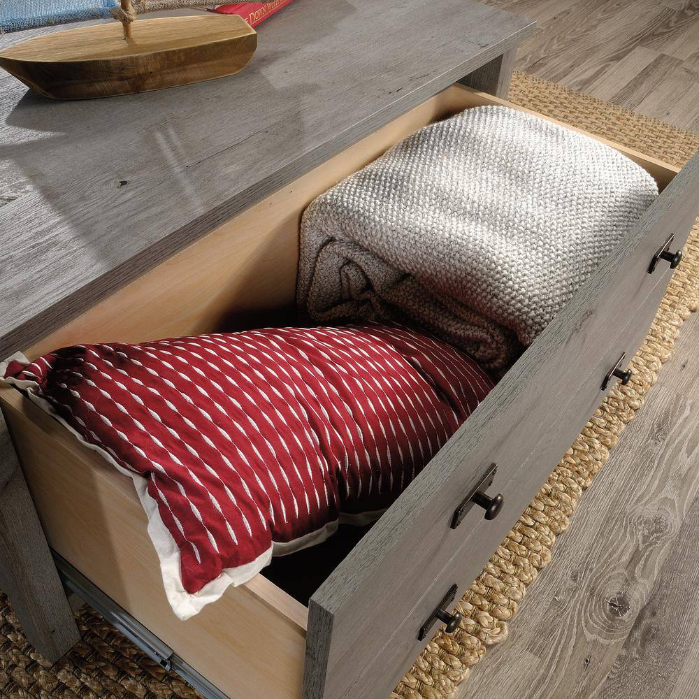 Mystic Oak Square Storage Coffee Table with Drawers