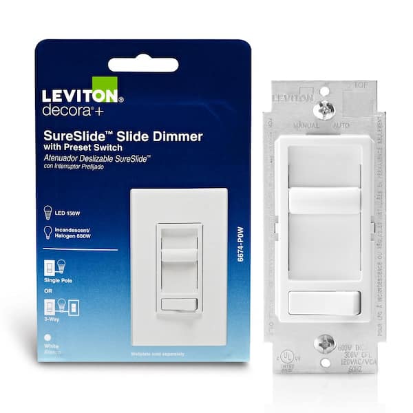 SureSlide Dimmer Switch for Dimmable LED, Halogen and Incandescent Bulbs - White 6674-P0W