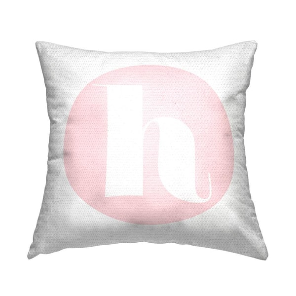 Stupell Industries Pink Circle Letter H Square Outdoor Throw Pillow