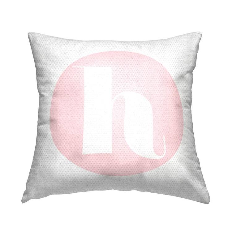 Stupell Industries Pink Circle Letter H Square Outdoor Throw Pillow