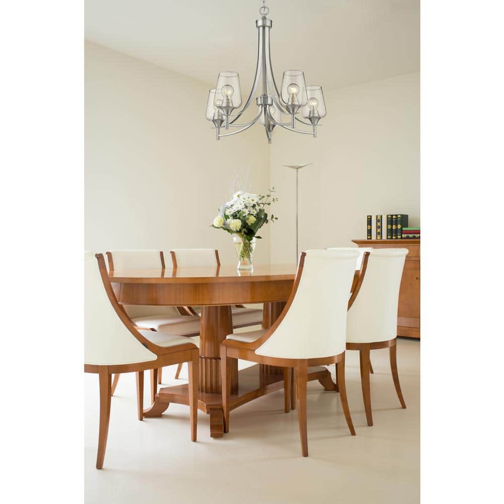 Joliet 5-Light Brushed Nickel Glass Shade Chandelier