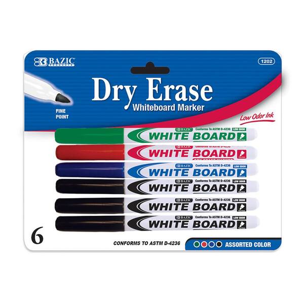 Bazic Products 6-count Assorted Color Fine Tip Dry-Erase Marker (Box of 12)