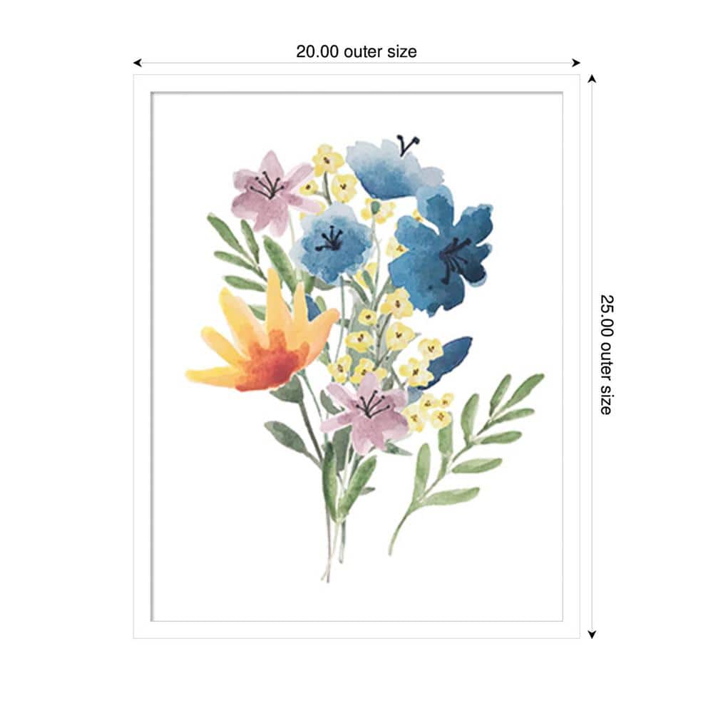 Flower Burst I White Framed Watercolor Graphic Art Print