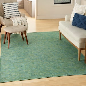 Washable Solutions Blue/Green 7 ft. x 10 ft. Diamond Contemporary Area Rug