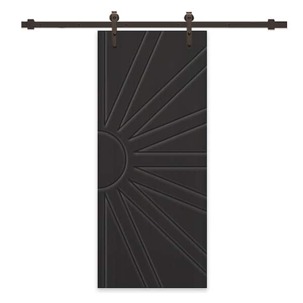 CALHOME 24 in. x 80 in. Black Stained Composite MDF Paneled Interior Sliding Barn Door with Hardware Kit