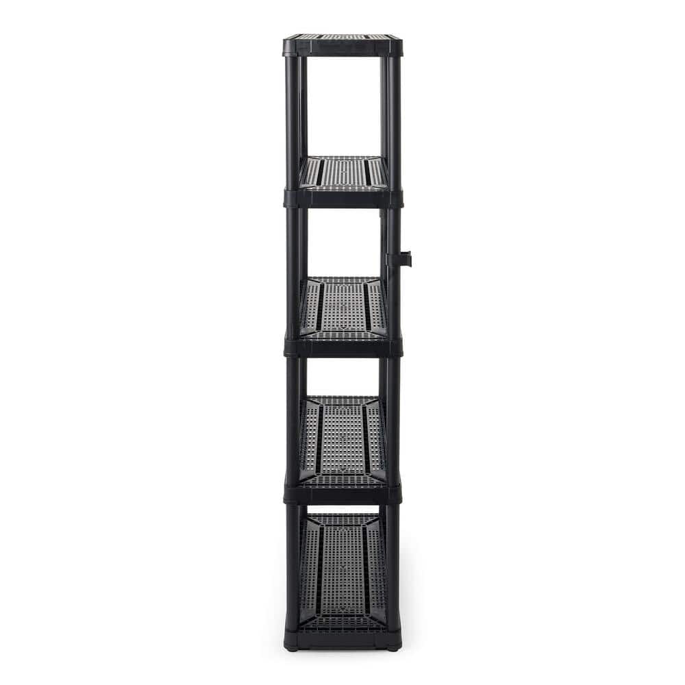 Sleek 5-Shelf Black Plastic Ventilated Storage Organizer, 32"x14"
