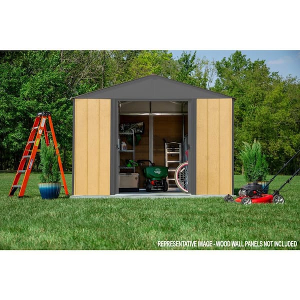 Arrow 8 ft. x 8 ft. Ironwood Steel Hybrid Shed Kit Galvanized in