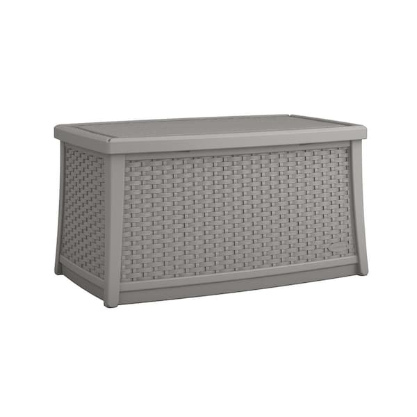 Suncast Elements Dove Gray Plastic Outdoor Coffee Table with Storage ...