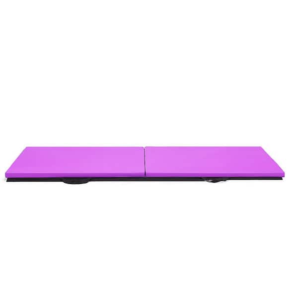HONEY JOY Purple 6 ft. x 2 ft. Gymnastic Mat Folding Exercise Aerobics Stretch Yoga Mat with Handle (12 sq. ft.)