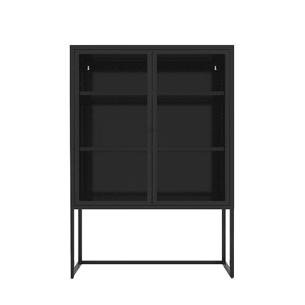 Aoibox 47.2 in. Black Metal Storage Cabinet with 2-Mesh Doors for ...
