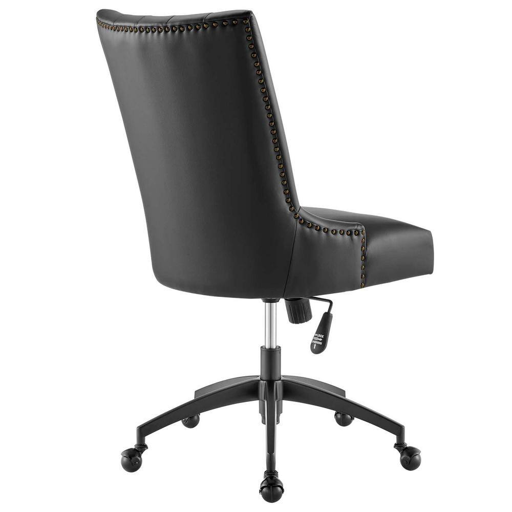 Empower Channel Tufted Black Vegan Leather Swivel Office Chair