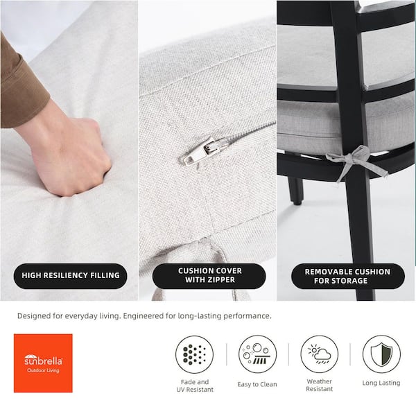 7-Piece Greek White Modern Aluminum Outdoor Dining Set with Rectangle Dining Table and Dining Chairs with Cast Cushions