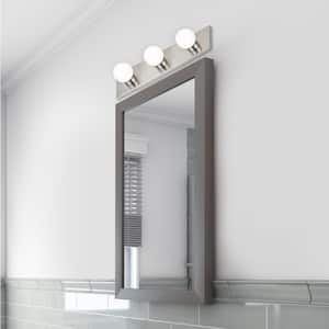 Contemporary 3-Light Indoor Vanity Light Dimmable for Bathroom Bedroom Vanity Makeup, Satin Nickel