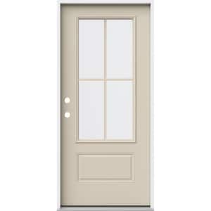 36 in. x 80 in. 1 Panel Right-Hand/Inswing 3/4 Lite Clear Glass Primed Steel Prehung Front Door
