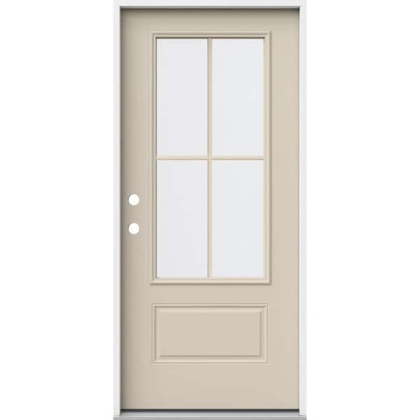 JELD-WEN 36 in. x 80 in. 1 Panel Right-Hand/Inswing 3/4 Lite Clear Glass Primed Steel Prehung Front Door