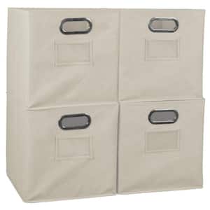 12 in. H x 12 in. W x 12 in. D Brown Fabric Cube Storage Bin 4-Pack