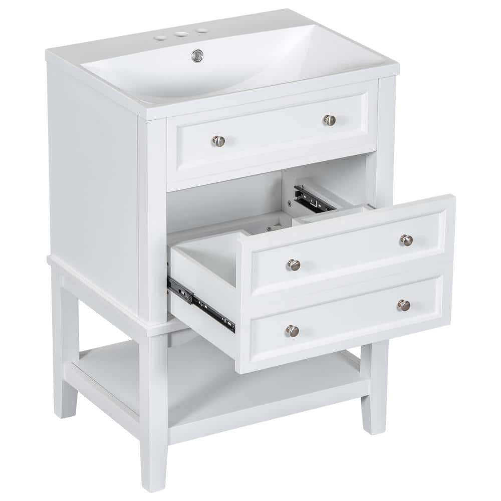 24 in. W x 18 in. D x 34.2 in. H Single Sink Freestanding Bath Vanity in Wh