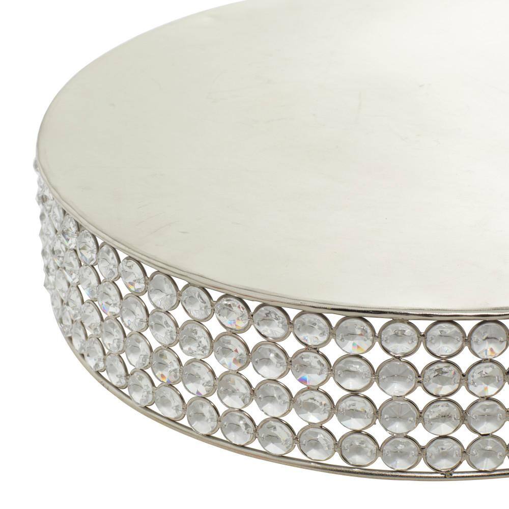 Silver Encrusted Iron Cake Stands with Crystal Beads, Set of 3