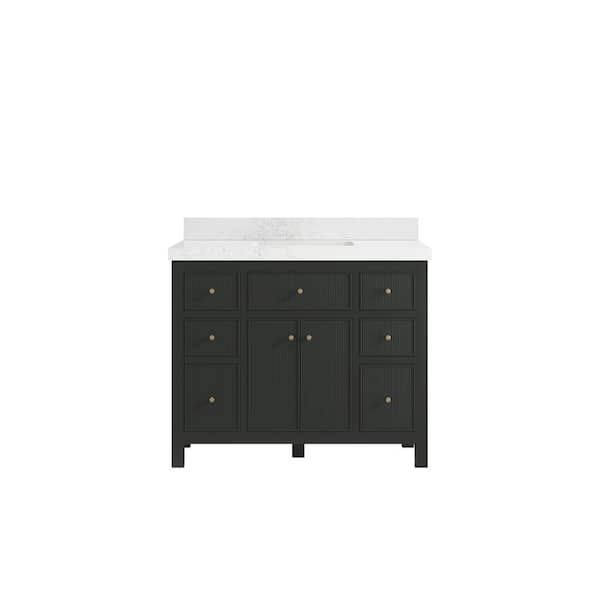 Willow Collections Sonoma 42 in. W x 22 in. D x 36 in. H Single Sink Bath Vanity in Black Top with 2" Empira Quartz Top