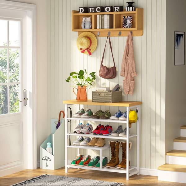 large hall tree with shoe storage