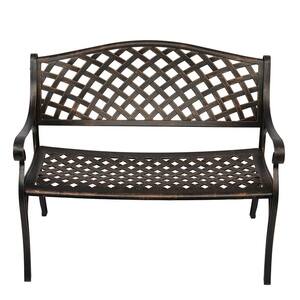 40.16 in. 2-Person Bronze Metal Outdoor Bench