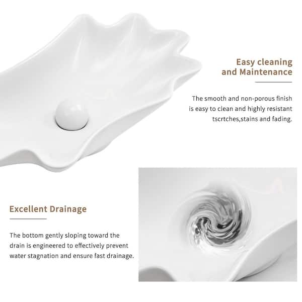 24.41 in. x 13 in. Shell Shape Ceramic Vessel Bathroom Sink, 4.73