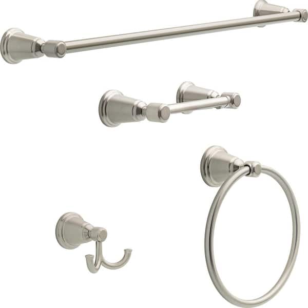 Foundations Design Series 24 in. Wall Mounted Towel Bar Bath Hardware Accessory in SpotShield Brushed Nickel