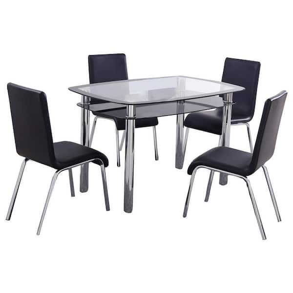 Reagan Black Dinette Set 5 Piece, Black Dinette Table And Chairs
