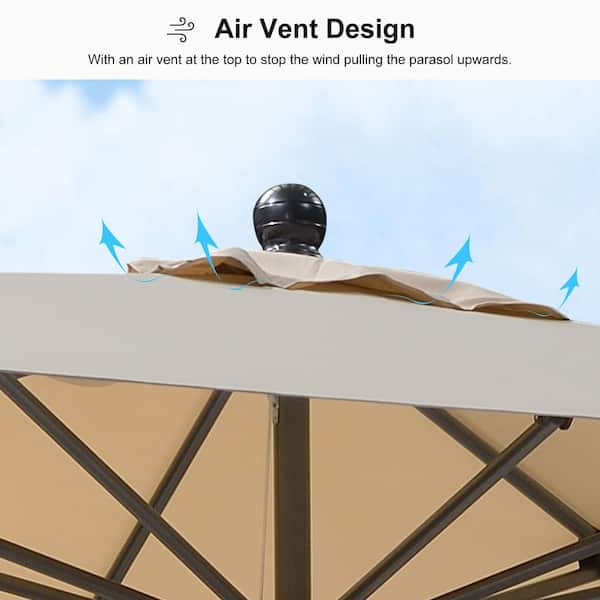 4 ft. x 6 ft. Aluminum Crank and Tilt Outdoor Patio Market Umbrella in Beige