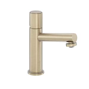 Single Handle Single Hole Vessel Sink BathroomFaucet with Pop-up Drain and Water Supply Hoses in Brushed Champagne Gold