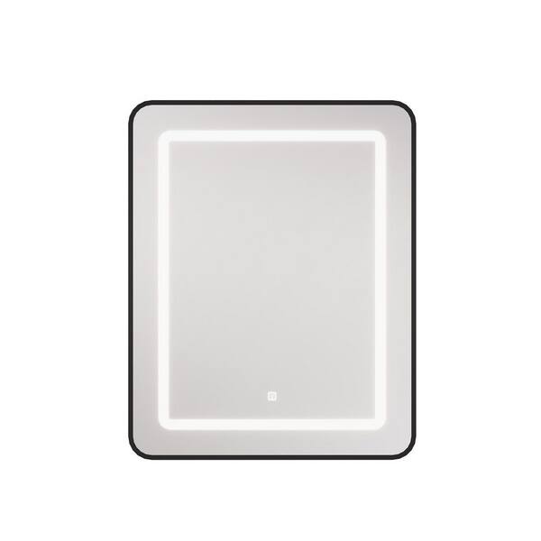24 in. W x 30 in. H Bright Rectangular Black Wall Mount LED Lighted Medicine Cabinet with Mirror