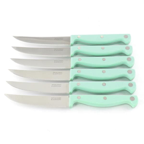 5 Dinner Knife Knives Martha Stewart Stainless Vanya Glossy Ribbed Handle  MSE
