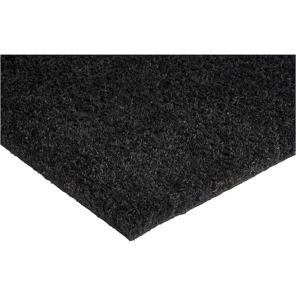 Black and White 29 in. x 17 in. Coir Non-Slip Indoor / Outdoor Door Mat