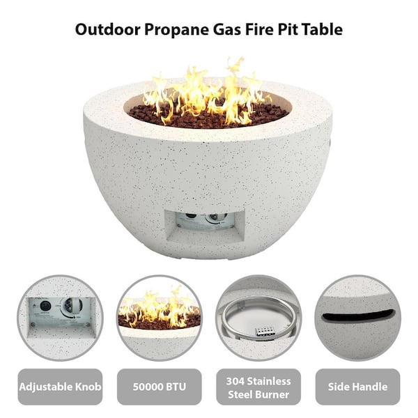 Kante 25 In W X 13 4 H Outdoor, Gray Natural Playa Stone Propane Fire Pit Table