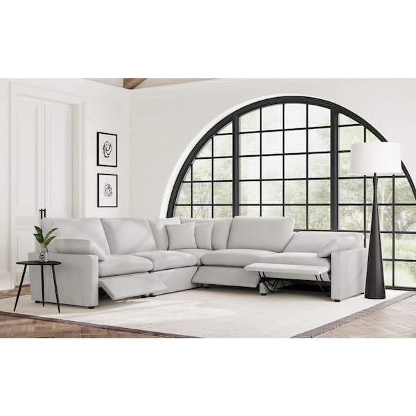 Collins Grey Fabric Upholstered Modular Power Recliner Sectional Sofa