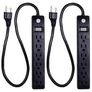  GE 6-Outlet Power Strip, 6 Ft Extension Cord, Heavy Duty Plug,  Grounded, Integrated Circuit Breaker, 3-Prong, Wall Mount, UL Listed,  Black, 14088 : Everything Else