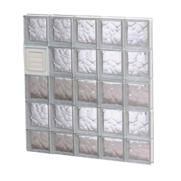 Clearly Secure 28.75 in. x 36.75 in. x 3.125 in. Frameless Wave Pattern Glass Block Window with Dryer Vent