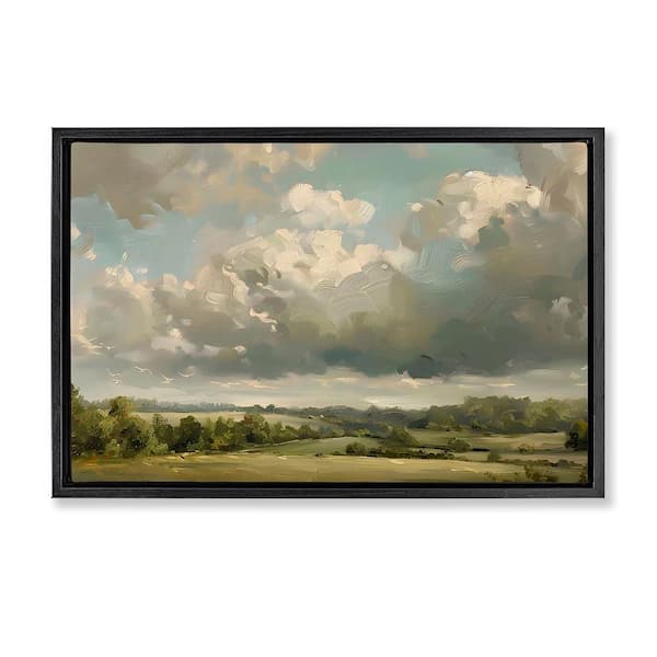 Stupell Industries Sunlit Clouds Over Countryside by LSR Creative Studio Black Floater Frame Nature Graphic Art Print 21 in. x 31 in.