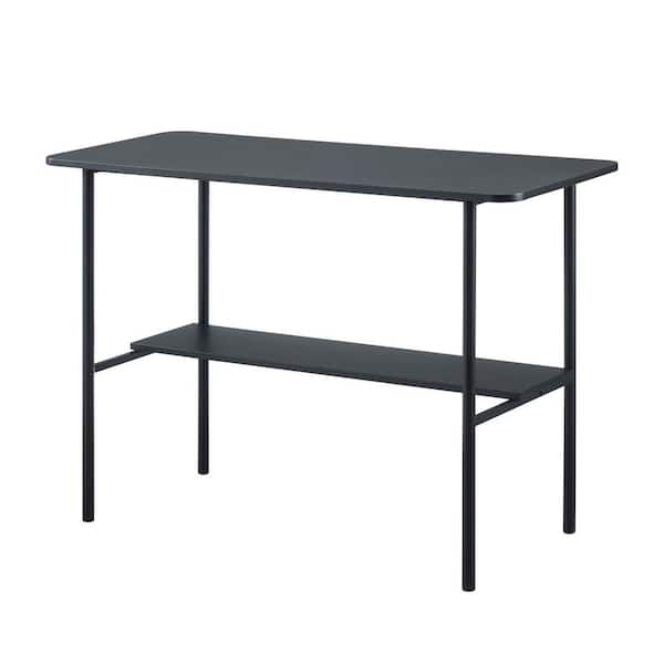 Minimalist 44.5 in. Rectangular Black Wood and Metal Writing Desk with  Shelf 11238 - The Home Depot