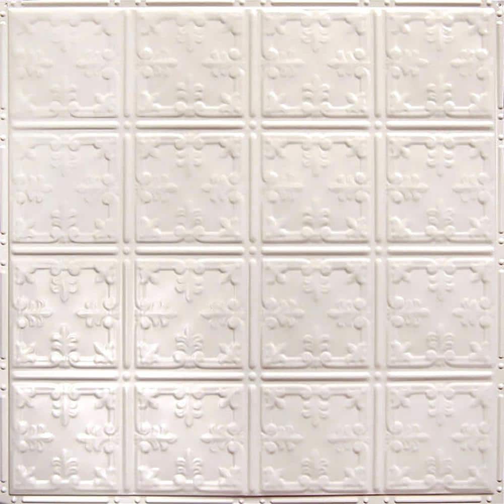 Creamy White Satin 24'' x 24'' Tin Backsplash Tiles Kit