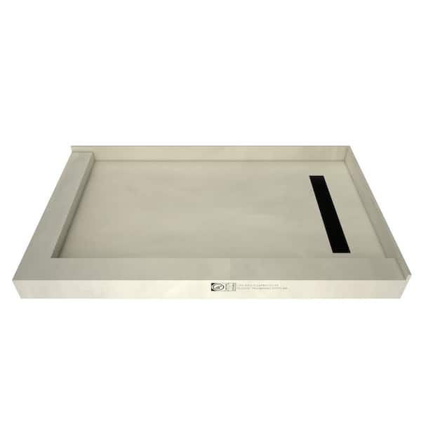 Tile Redi Redi Trench 34 in. x 48 in. Double Threshold Shower Base with Right Drain and Matte Black Trench Grate