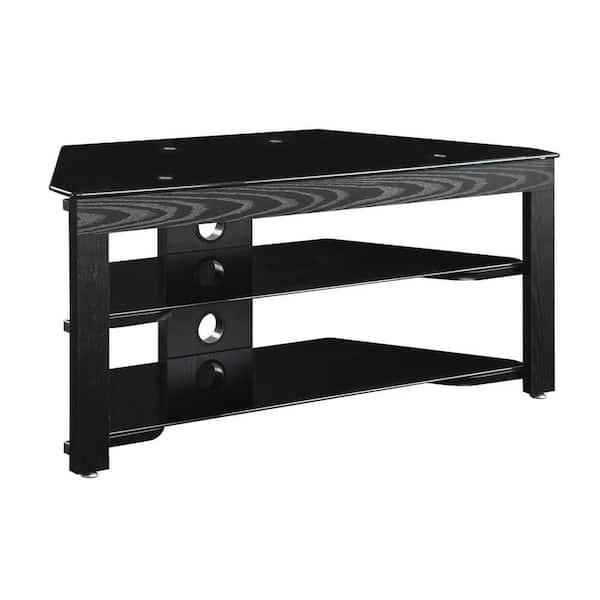 Convenience Concepts Designs2Go Classic Wood and Black Glass TV Stand in Black