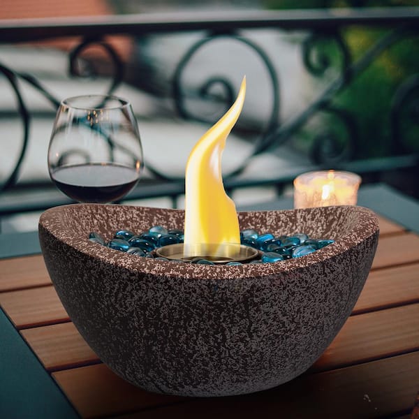 11.6 in Concrete Ethanol Gel/liquid Outdoor Fire Bowl in Pink and White