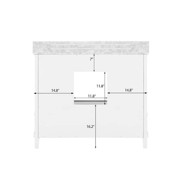 Merryfield 43 in. Single Sink White Bath Vanity with White Carrara Marble Top (Assembled)